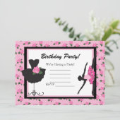 Invitation d'anniversaire de la Rose de ballet de  (Debout devant)