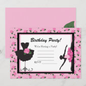 Invitation d'anniversaire de la Rose de ballet de  (Devant / Derrière)