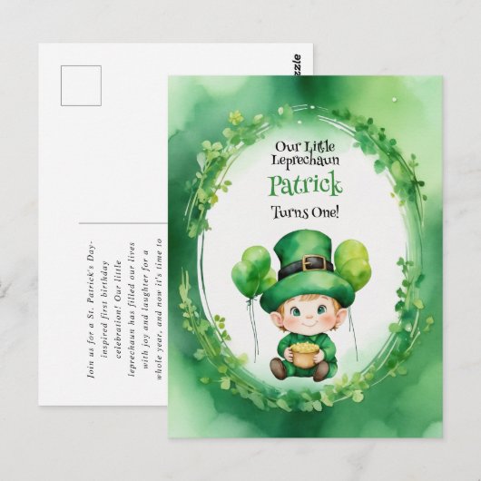 Invitation d'anniversaire de la Saint-Patrick avec (Devant / Derrière)