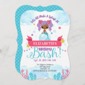 Invitation d'anniversaire de la sirène noire-améri (Devant / Derrière)