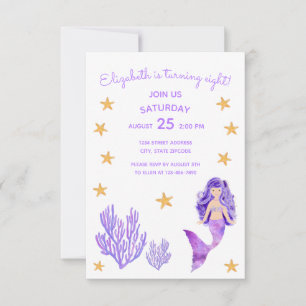 Invitation d'anniversaire de la Sirène pourpre