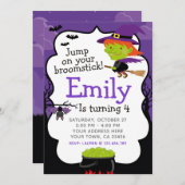 Invitation d'anniversaire de la sorcière d'Hallowe (Devant / Derrière)