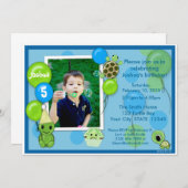 Invitation d'anniversaire de la tortue ADORABLE (Devant / Derrière)