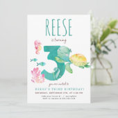 Invitation d'anniversaire de la tortue de mer (Debout devant)