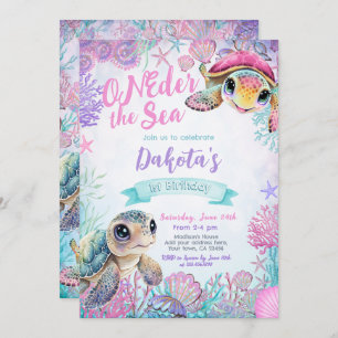 Invitation d'anniversaire de la tortue de mer