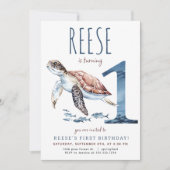 Invitation d'anniversaire de la tortue de mer (Devant)