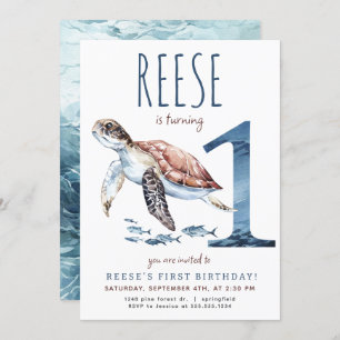 Invitation d'anniversaire de la tortue de mer