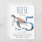 Invitation d'anniversaire de la Tortue de mer (Devant)
