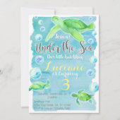 Invitation d'anniversaire de la tortue de mer (Devant)