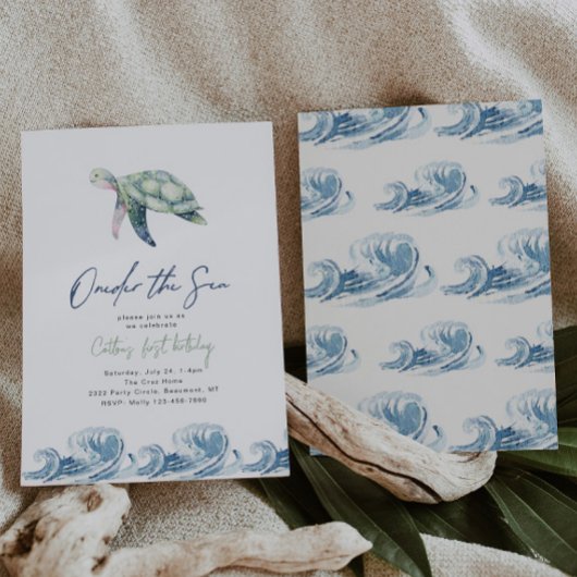 Invitation d'anniversaire de la tortue de mer