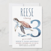 Invitation d'anniversaire de la tortue de mer (Devant)