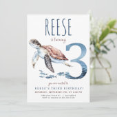 Invitation d'anniversaire de la tortue de mer (Debout devant)
