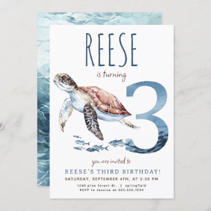 Invitation d'anniversaire de la tortue de mer
