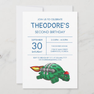 Invitation d'anniversaire de la tortue des roquett