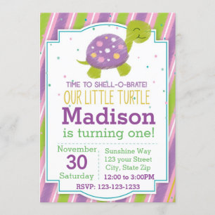 Invitation d'anniversaire de la tortue rayée (viol