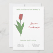 Invitation d'anniversaire de la tulipe rouge botan (Devant)