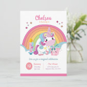 Invitation d'anniversaire de la Unicorne Rainbow P (Debout devant)