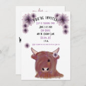 Invitation d'anniversaire de la vache Highlander|  (Devant / Derrière)