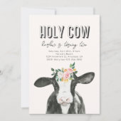 Invitation d'anniversaire de la vache rose | Invit (Devant)