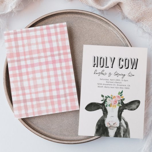 Invitation d'anniversaire de la vache rose | Invit