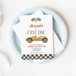 Invitation d'anniversaire de la voiture de course 
