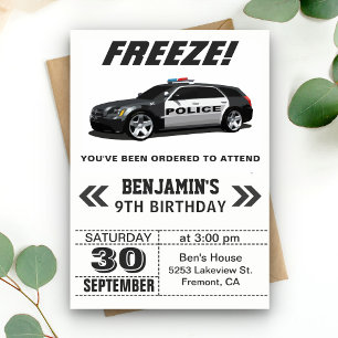 Invitation d'anniversaire de la voiture de police 