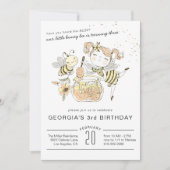 Invitation d'anniversaire de l'abeille à miel (Devant)