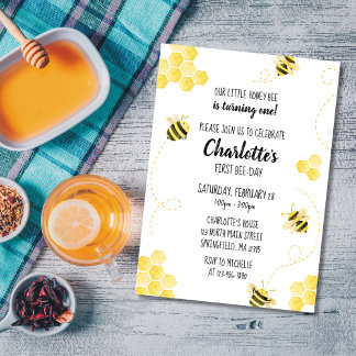 Invitation d'anniversaire de l'abeille de miel