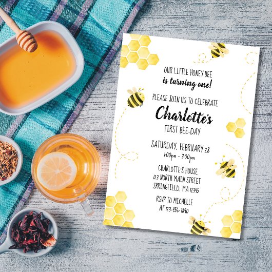 Invitation d'anniversaire de l'abeille de miel
