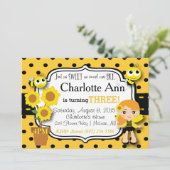 Invitation d'anniversaire de l'abeille de miel (Debout devant)