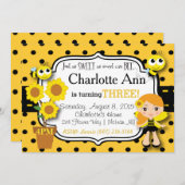 Invitation d'anniversaire de l'abeille de miel (Devant / Derrière)