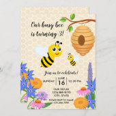 Invitation d'anniversaire de l'abeille de miel (Devant / Derrière)