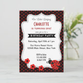 Invitation d'anniversaire de Ladybug Black Red Pol (Debout devant)