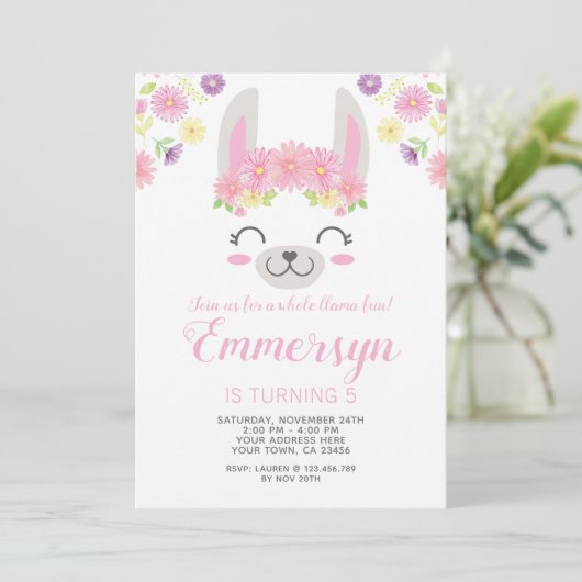 Invitation d'anniversaire de lama (Debout devant)