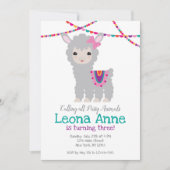 Invitation d'anniversaire de lama alama (Devant)