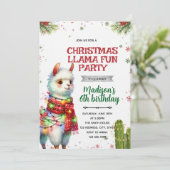 Invitation d'anniversaire de lama de Noël (Debout devant)