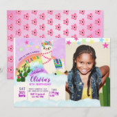 Invitation d'anniversaire de lama PHOTO (Devant / Derrière)