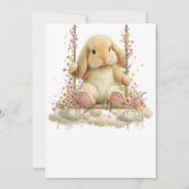 Invitation d'anniversaire de lapin à carreaux pêch (Dos)