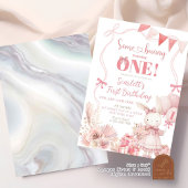 Invitation d'anniversaire de lapin coquette rose