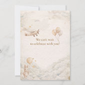 Invitation d'anniversaire de lapin d'avion Boho po (Dos)