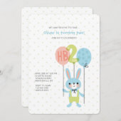 Invitation d'anniversaire de lapin de 2 ans (Devant / Derrière)