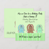 Invitation d'anniversaire de lapin doux (Devant / Derrière)