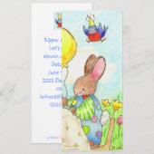 invitation d'anniversaire de lapin et de ballon (Devant / Derrière)