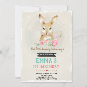 Invitation d'anniversaire de lapin mignon