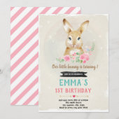 Invitation d'anniversaire de lapin mignon (Devant / Derrière)