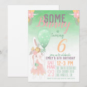 Invitation d'anniversaire de lapin mignon (Devant / Derrière)