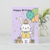 Invitation d'anniversaire de lapin mignon (Debout devant)