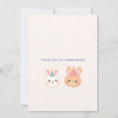 Invitation d'anniversaire de lapin mignon | Annive (Dos)
