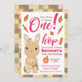 Invitation d'anniversaire de lapin mignon pour fil (Devant / Derrière)