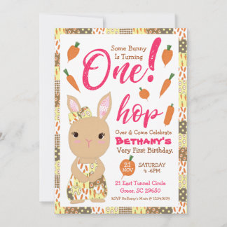Invitation d'anniversaire de lapin mignon pour fil